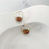 925 Silver Needle Sweet Real Gold Plated Resin Cylindrical Earrings - Image 5